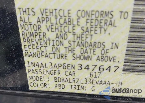 2014 Nissan Altima 2.5 S from USA, damaged, VIN 1N4AL3AP6EN347647